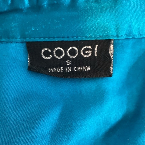Coogi Shiny Snap Front Stretch Utility Mini Shirt Dress Teal Small - Picture 6 of 7